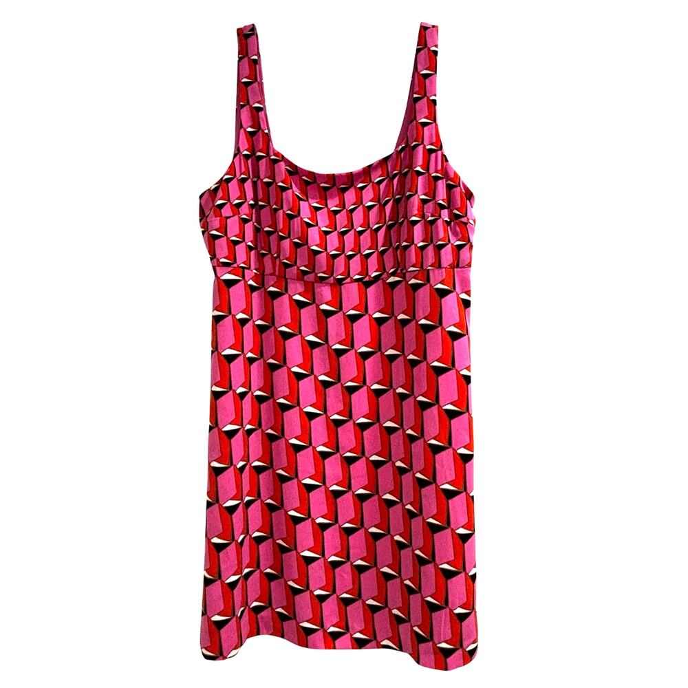 Diane Von Furstenberg tank dress size 12 casual pink & orange geometric print